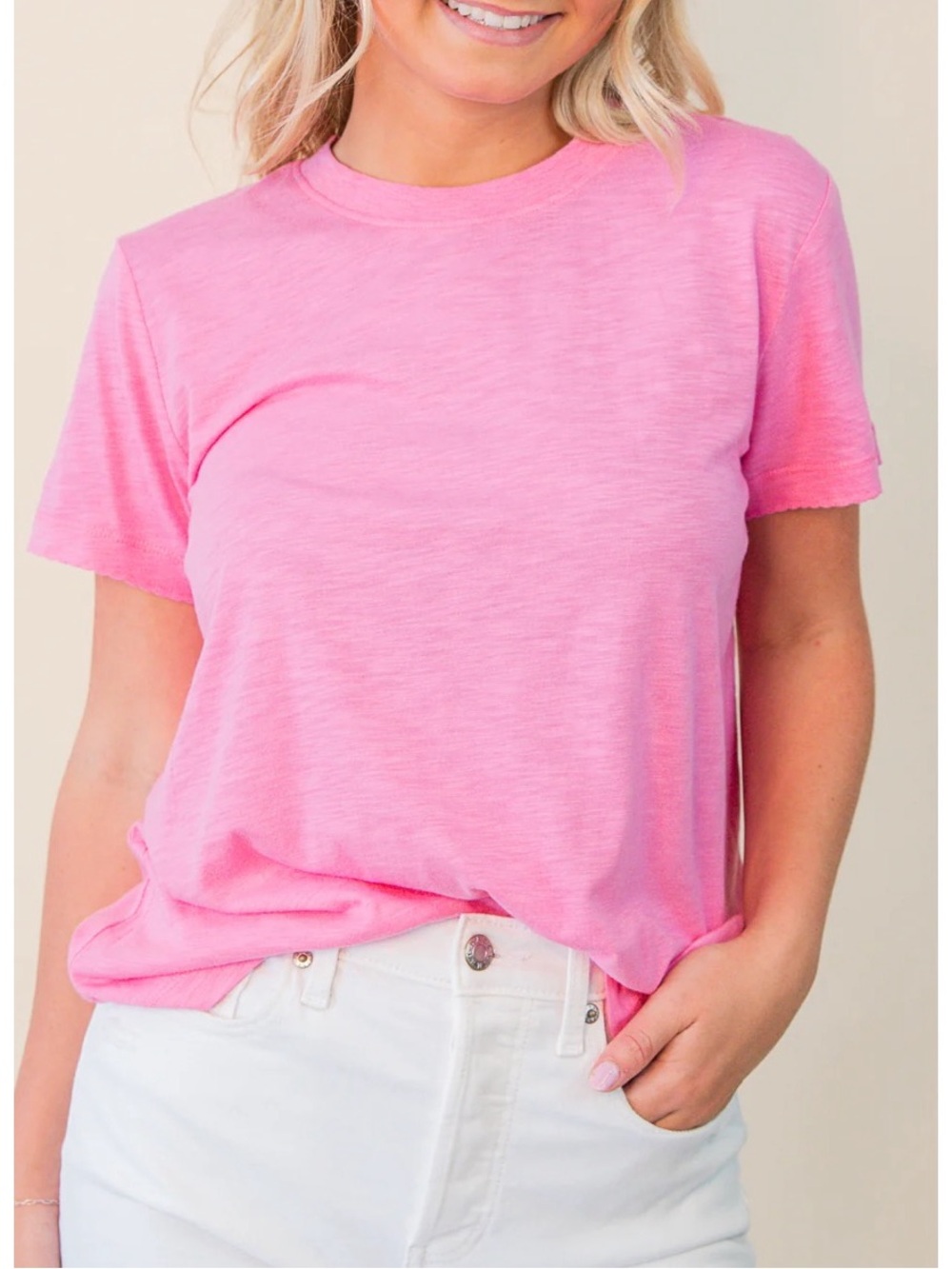 Joie Prima Cotton Pink Basic Tee, size XL